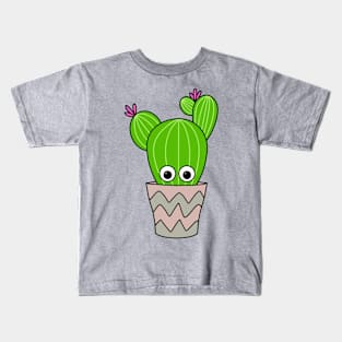 Cute Cactus Design #303: Round Cactus In Pot Kids T-Shirt